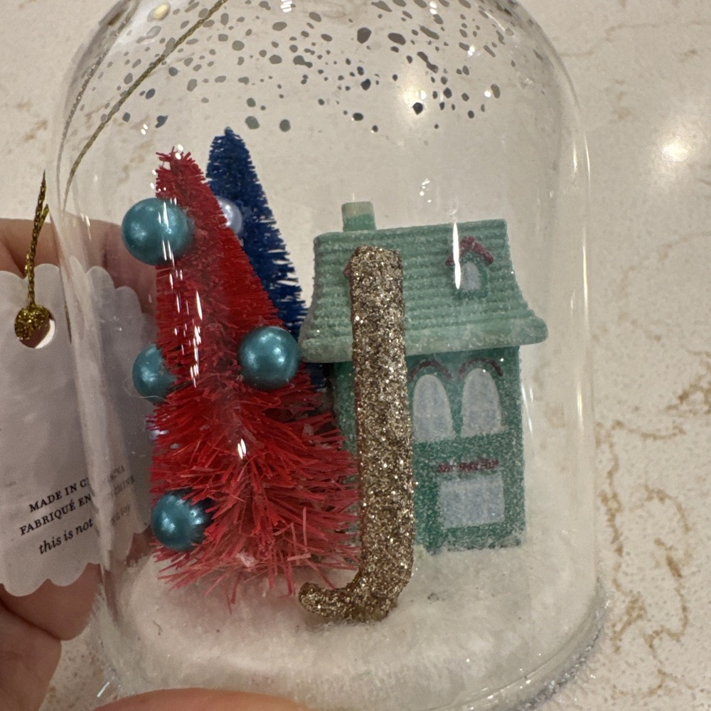 Anthropologie Snowglobe Scene Monogram Christmas Ornament Letter Initial J New